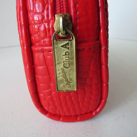 Signature Club A Clamshell Shape Red Cosmetic Makeup Bag Case Organizer - Picture 4 of 6